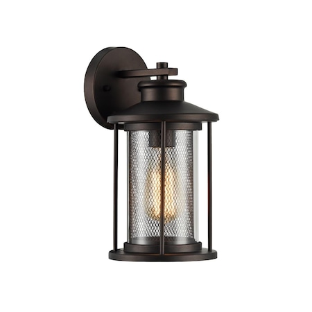 Feeltheglow 11 in. Tall Crichton Transitional 1 Light Rubbed Bronze Outdoor Wall Sconce FE2542762